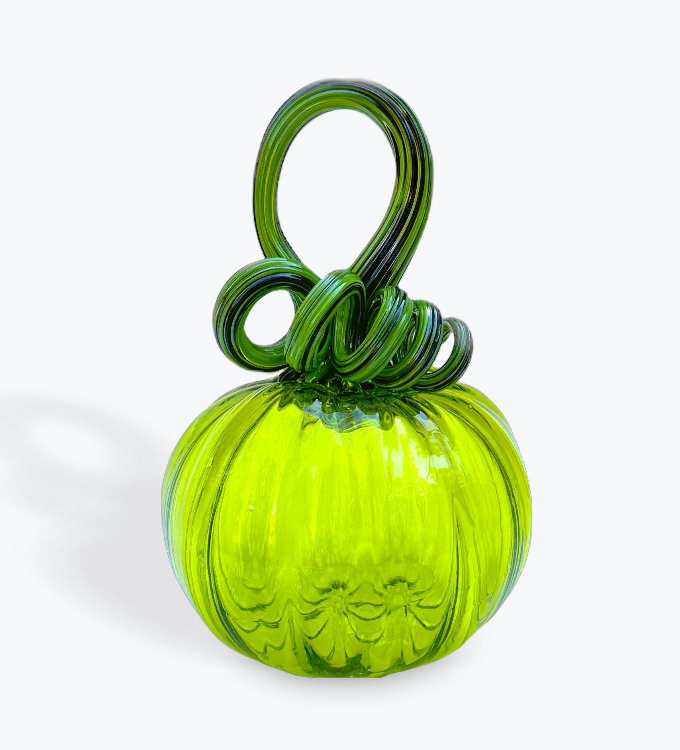 Lime Green Pumpkin with Black and Green Stem